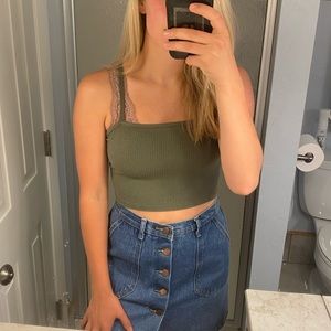 Tilly’s Cropped Tank Top Set (Black and Olive)
